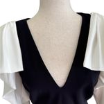 Tadashi Shoji Black/White Long Sleeve Dress Black Tie Gala Formal Holiday sz M Photo 4