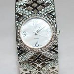 Charming Charlie  Bling Bling 2004 Clear Rinestones Hinged Cuff New Battery Watch Photo 0