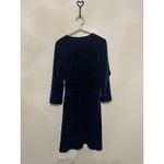 FRNCH  Paris Wrap Dress Size Small Velvet Long Sleeve Black Blue Preppy Winter Photo 11