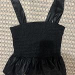 TCEC  Top Leather Black Faux Smocked S Photo 0