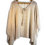 One World Poncho Blouse Leaf Print Sheer Vacation Beachy Boho Size Large Photo 0