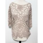 Umgee Crochet Knit Top Cream Beige Medium Bohemian Cottagecore 3/4 Sleeve Photo 10