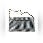 J.Crew  Black White Woven‎ Envelope Clutch Gold Chain Photo 1