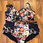 Rachel Roy 2 piece bikini‎ floral print size 24W NWT bathing suit swim Blue Photo 0