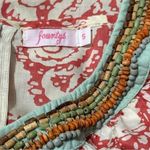 Fourtys Anthropologie S Red White Paisley Print Wooden Bead Neckline Halter Top Photo 6