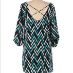 Moa Moa  medium green chevron print shift dress Photo 2