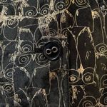 Chico's  Women Black Metallic Gold Owl Print Lined Button Down Blazer Jacket 2 Photo 1