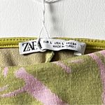 ZARA  Green and Pink Flower Pattern Corset V-neck Crop Top Sz L NWT Photo 4