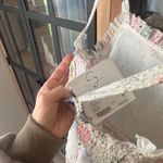 Shop The Mint NWT Eyelet floral midi dress maxi tiered ruffle embroidered square neck pastel Photo 8