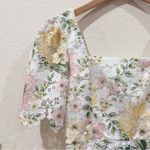 Arose Studio Deanna Short Sleeve Square Neck Spring Floral Mini Dress Small NWOT White Photo 6