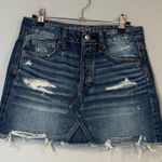 American Eagle  Outfitters Ripped Denim Mini Skirt - Dark Blue US size 2 Photo 0