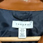 Topshop NWOT Brown Casey Faux Patent Leather Belted Jacket 4 Photo 9