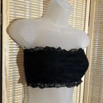 Lulus Black Lace Bandeau Bra Top Lined Medium Photo 3
