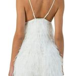 KikiRiki Ostrich Feather Sparkle Mini Dress White Size Small NWT Photo 1