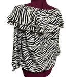 Michael Kors Zebra Off-the-Shoulder Long Sleeve Ruffle Crepe Top NWT Medium Photo 7