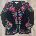 VINTAGE‎ Niteline by Della Roufogali Beaded Sequin Floral Silk Jacket Size Small Black Photo 0