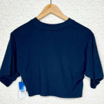 Abound  Blue Floral Do More Cropped Tee Size XS Short Sleeve Casual Photo 3