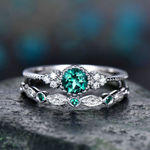 Boutique Women's Green‎ Emerald Ring Set | 925 Sterling Silver Photo 10