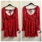 Free People NWT  Tess Long Sleeve Mini Dress Red Pink Size Large Photo 3