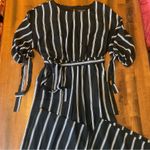 Luxology Jumpsuit 10 Black and White Striped Belt Tie Sleeves Wide leg pants Photo 0