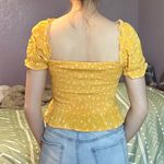 Elodie yellow floral smocked puff sleeve crop top Photo 2