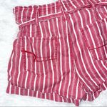 American Eagle High Rise Linen Red White Striped Paperbag Short Shorts 8 Photo 6