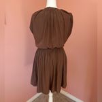 Wilfred Aritzia Brown buttery soft short pleated flowy dress size medium Photo 3