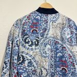 Free People  Blue Paisley Bomber Jacket Photo 9
