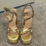 Windsor Gold Platform Heels with Strappy Design Photo 1