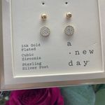 A New Day  earrings 14k Gold Played Cubic Zirconia fashion Jewelry New 2 pairs Photo 2