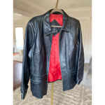 Preston & York  Genuine Lambskin Leather Jacket Black Zip Front XL Vintage Moto Photo 2