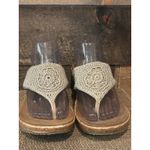 Skechers Sandals Womens 9 Beverlee Fancy Work Natural Crochet Beige Thong 38557 Photo 3