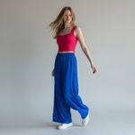 Vintage Simply Silk Royal Blue 100% Silk Wide Leg Pants Size Large Crop Length Photo 7