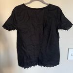 J.Crew  Women Size 0 Linen Eyelet Lace Black Cross Open Back Blouse Top Photo 5