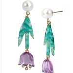 Betsey Johnson  Tulip Drop Earrings Pink Purple Green Photo 1