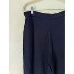 St. John Navy Blue Knit Wide Leg Pull On Ribbed Pants Women’s Size 10 Photo 3