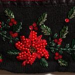 Dress Barn Womens Christmas Beaded Poinsettia Cardigan Sweater Size L Velvet Holiday Party Photo 6