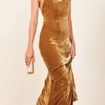 Reformation ππ Rimini Velvet Dress ~ Gold XL NWT Photo 2