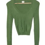 Abercrombie & Fitch Womens Green Ribbed Knit Long Sleeve Scoop Neck Sweater Sz S Photo 0