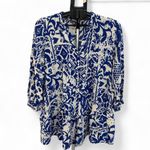 ZARA  Blue and cream mini dress size Large/ floral print with purple  detail Photo 1