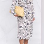PINKO White Blue Panther Print Long Sleeve Midi Dress Size 8 Photo 2