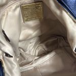 Coach Poppy Sapphire Blue Large Leather Tote Bag Metallic Two Way Gold Accent Photo 5