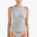 Amazon SUUKSESS padded cotton rib high neck light grey tank Photo 3