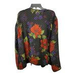 Chico's Design 100% Silk Jacket Cardigan MEDIUM Woven Floral Basket Weave Black Photo 1
