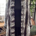 Vintage Le Coat Tissavel France Silvery Brown Cruella Open Front Faux Fur Coat Silver Size L Photo 0