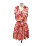 Poupette St Barth Clara Mini Dress Red Chagal Print Orange Pink Size Medium Photo 2
