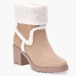 JustFab Taupe Ellie Faux Sherpa Trim Lug Sole Bootie Photo 0