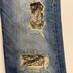 True Religion Audrey Slim Boyfriend Distresed Gold Sequin Inset Jeans Size 26 Blue Photo 3