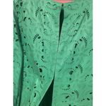 DRÔME Jacket Womens Large Green Aloe Laser Cut Leather Open Front Italy Boho Photo 2