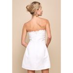 Lulus NWT  Unforgettable Icon White Satin Strapless Floral Mini Dress Party Sz M Photo 2
